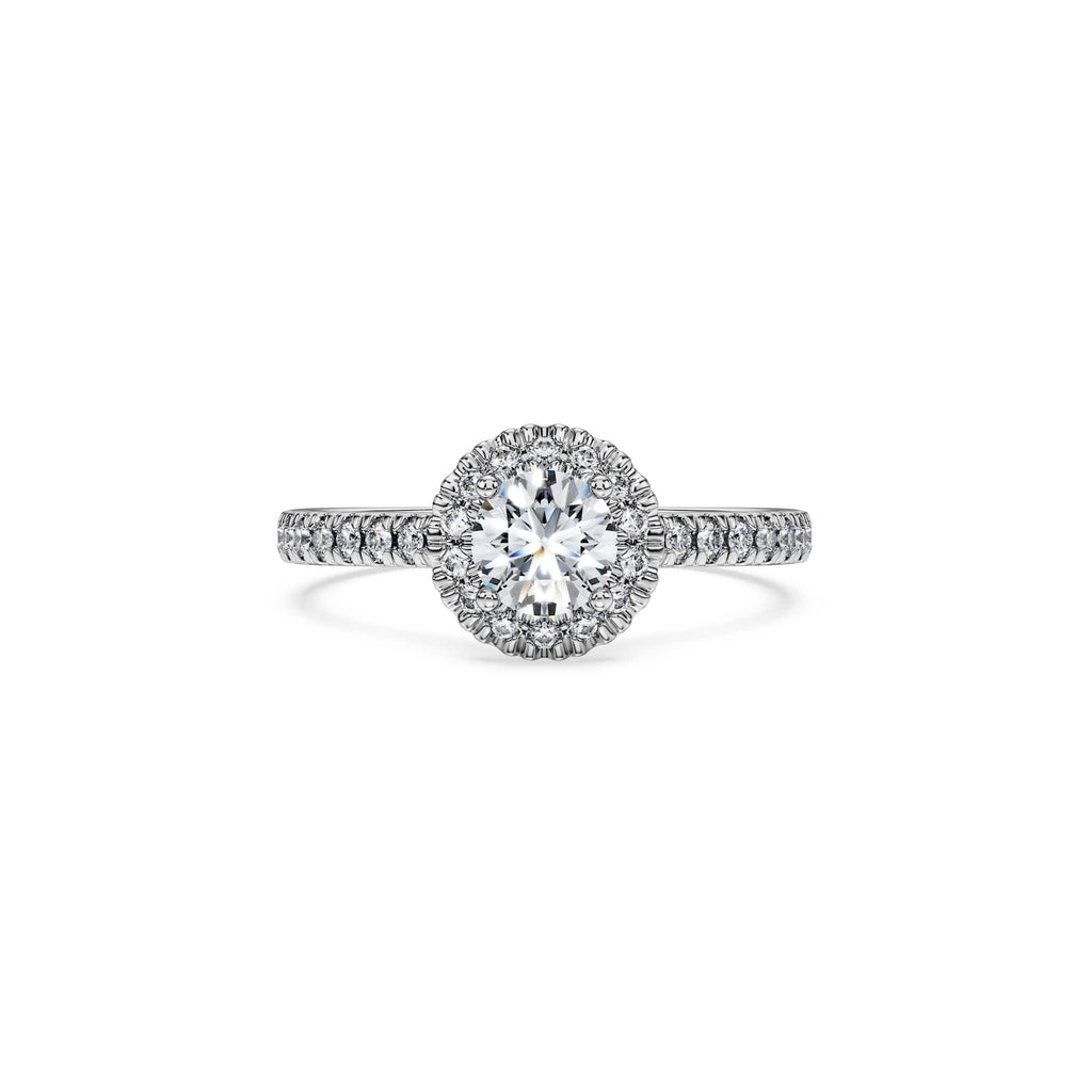 Swarovski Bague solitaire halo Eternity, diamants de synthèse 0,8 ct tw, or blanc 18 carats