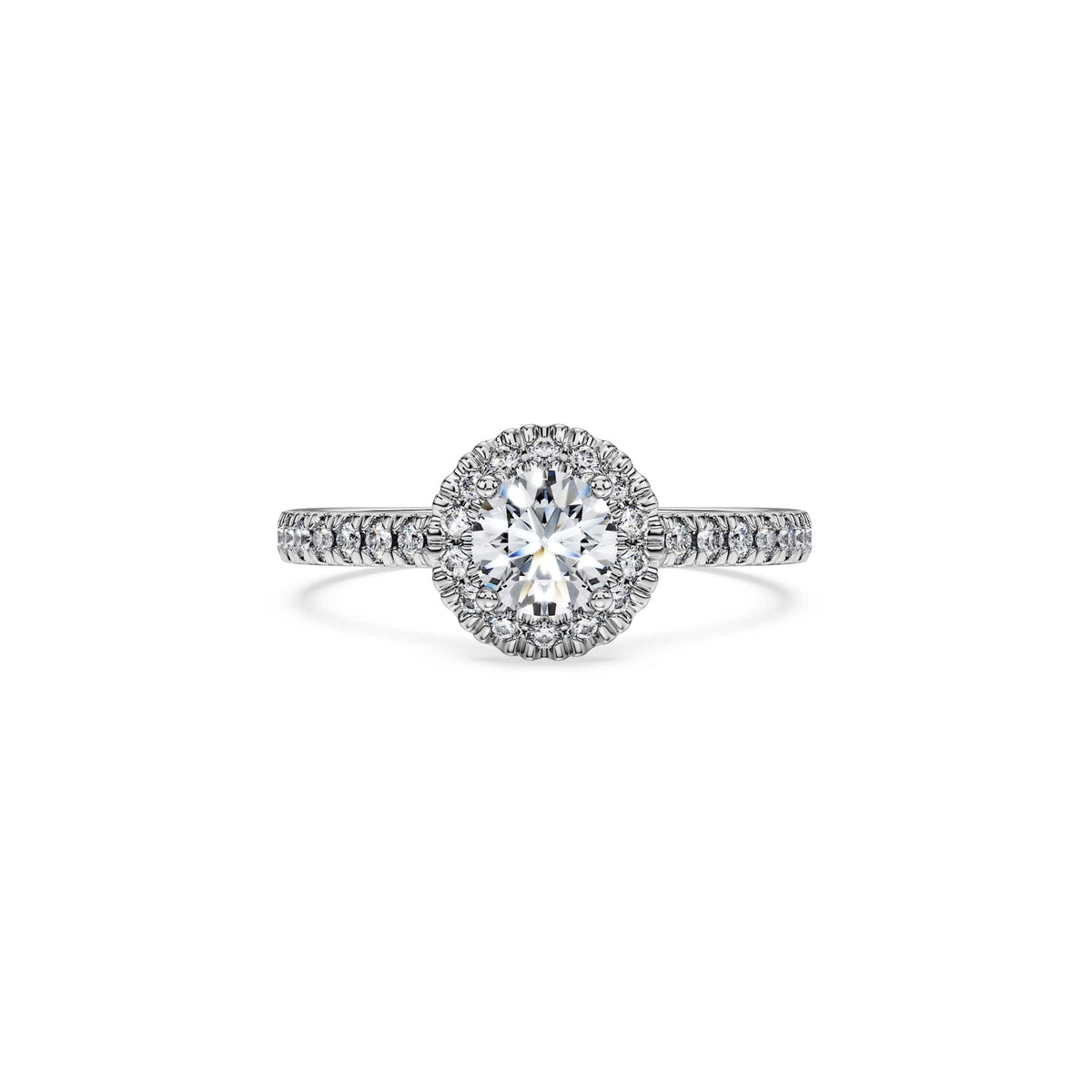 Swarovski Bague solitaire halo Eternity, diamants de synthèse 0,8 ct tw, or blanc 18 carats