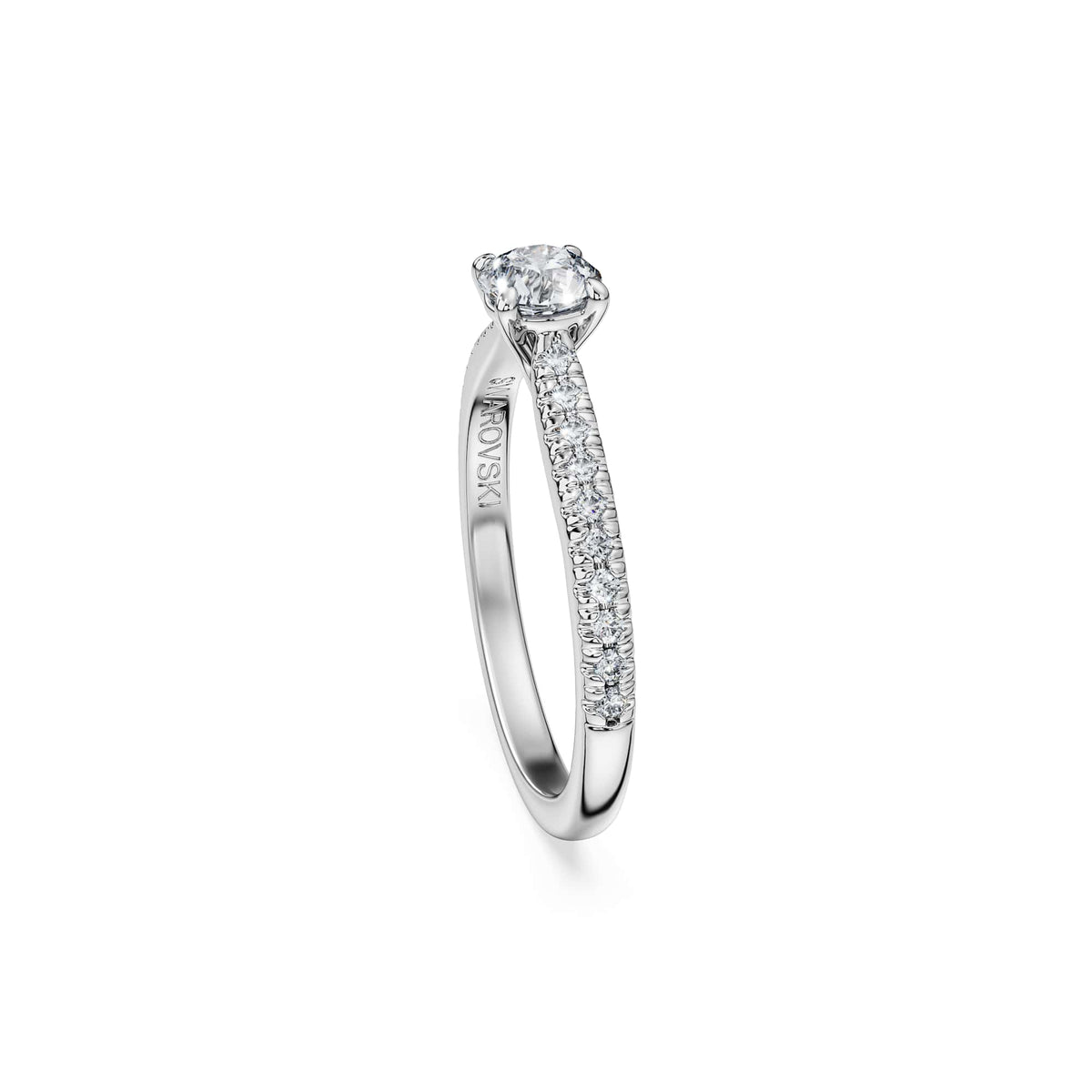 Swarovski Bague solitaire Eternity, diamants de synthèse 0,7 ct tw, or blanc 18 carats