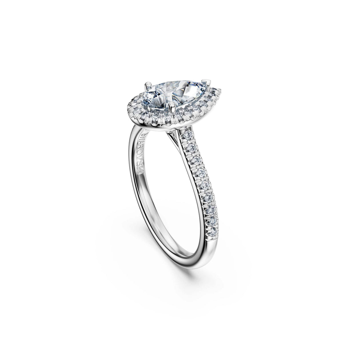 Swarovski Bague solitaire halo Eternity, diamants de synthèse 1,3 ct tw, or blanc 18 carats