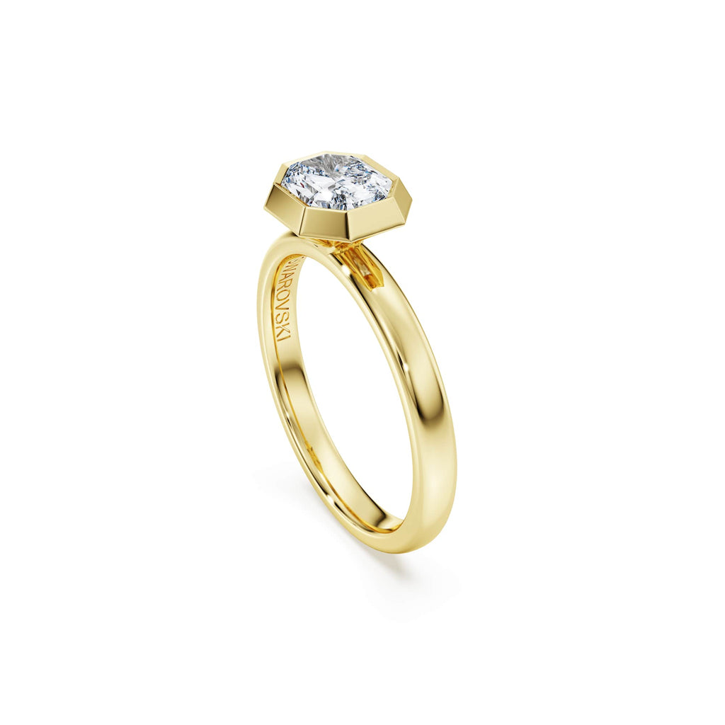Swarovski Bague à chaton Octagon, diamants de synthèse 1,0 ct tw, or jaune 18 carats