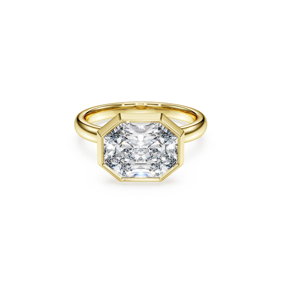Swarovski Bague à chaton Octagon, diamants de synthèse 3,0 ct tw, or jaune 18 carats