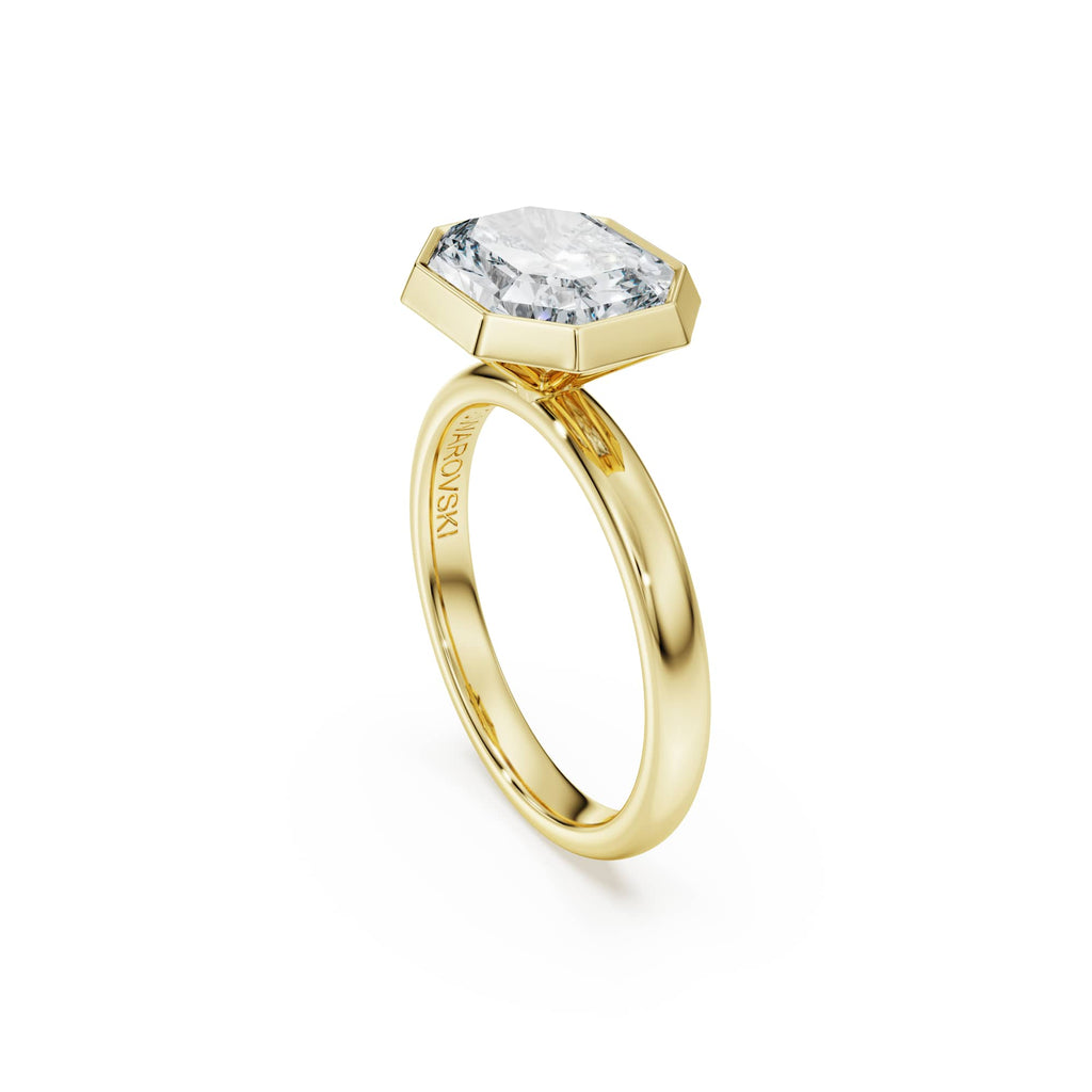 Swarovski Bague à chaton Octagon, diamants de synthèse 3,0 ct tw, or jaune 18 carats