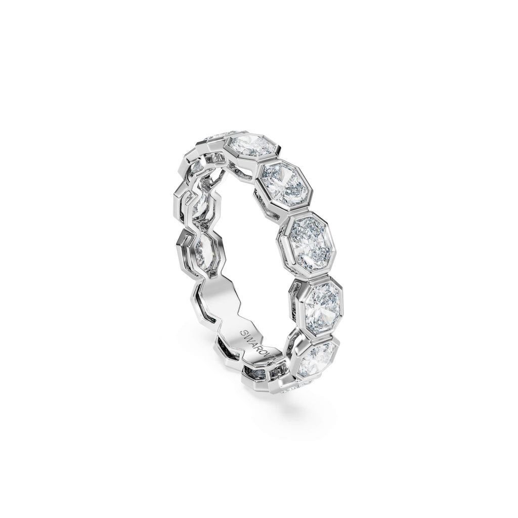 Swarovski Anneau Octagon, diamants de synthèse 2,8 ct tw, or blanc 18 carats