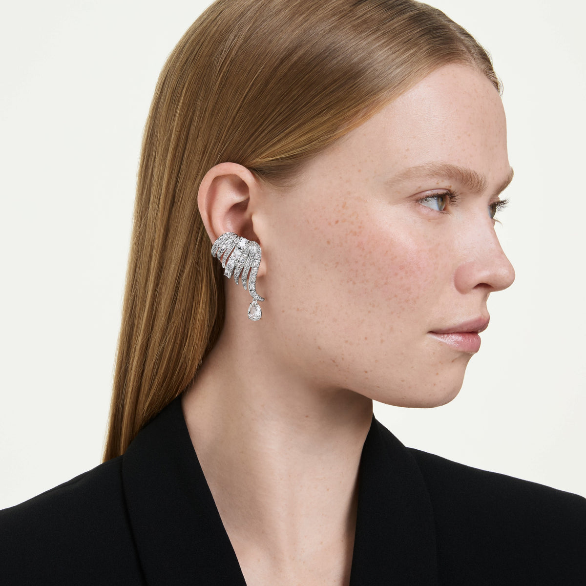 Swarovski Boucles d'oreilles clip Vienna Plume Blanc 5755961