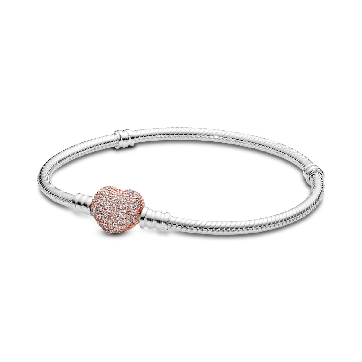 Pandora Moments Bracelet Maille Serpent Fermoir Cœur Pavé 586292CZ