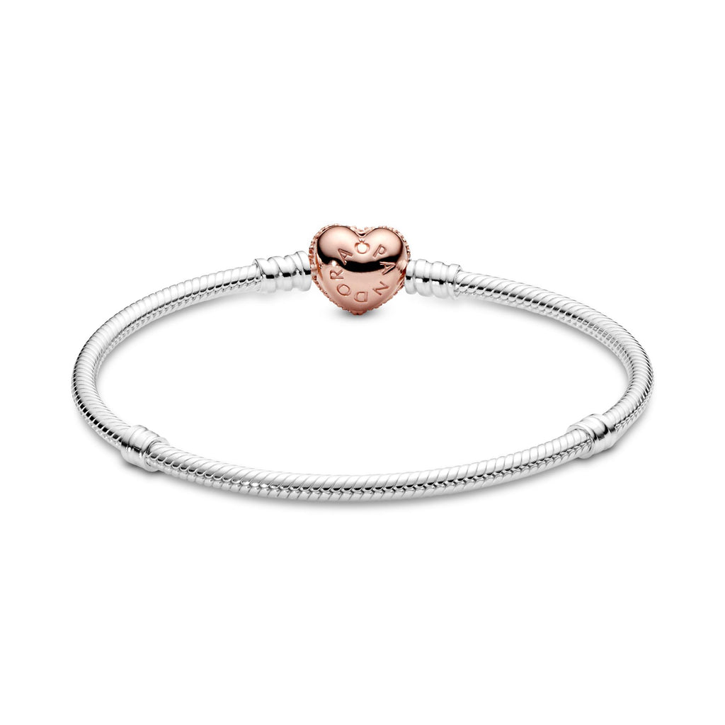 Pandora Moments Bracelet Maille Serpent Fermoir Cœur Pavé 586292CZ