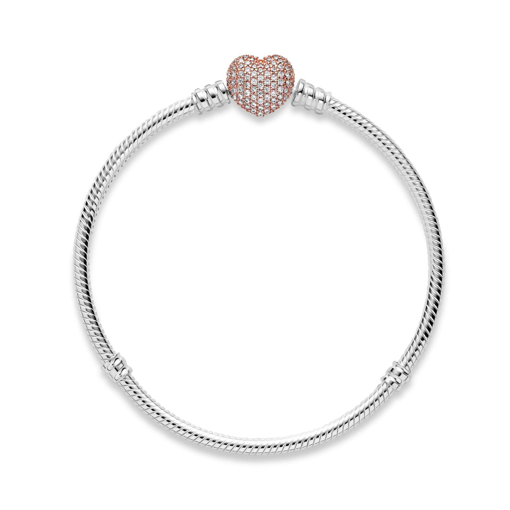 Pandora Moments Bracelet Maille Serpent Fermoir Cœur Pavé 586292CZ