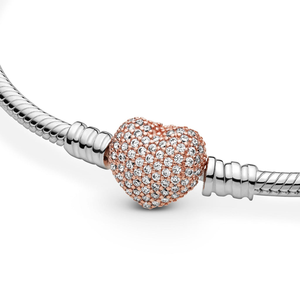 Pandora Moments Bracelet Maille Serpent Fermoir Cœur Pavé 586292CZ