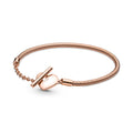 Pandora Moments Bracelet Maille Serpent Barre en T Cœur 589285C00
