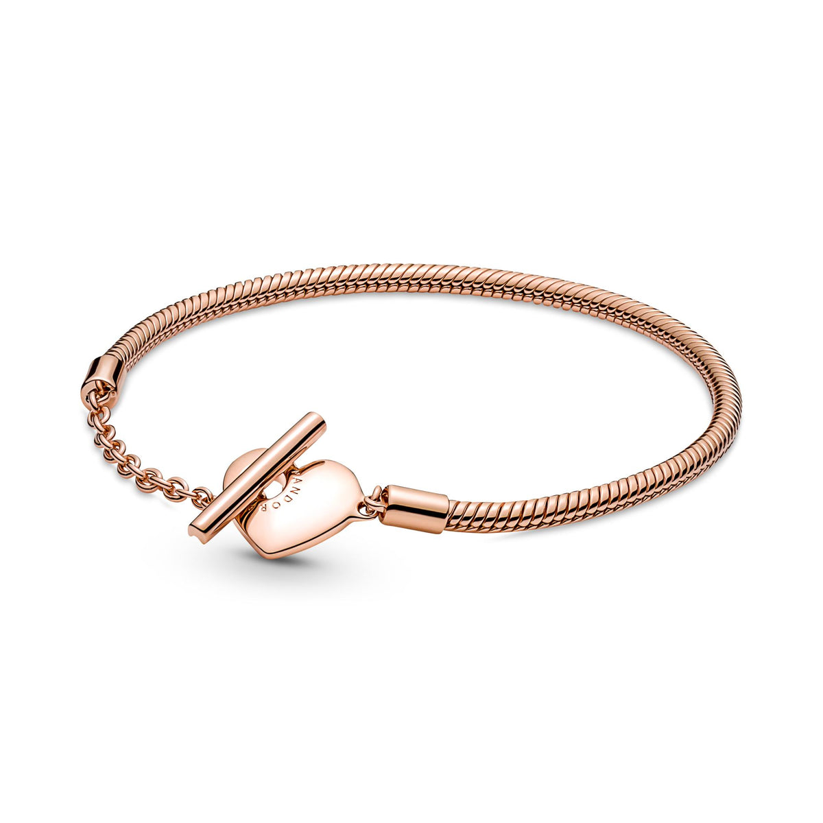 Pandora Moments Bracelet Maille Serpent Barre en T Cœur 589285C00