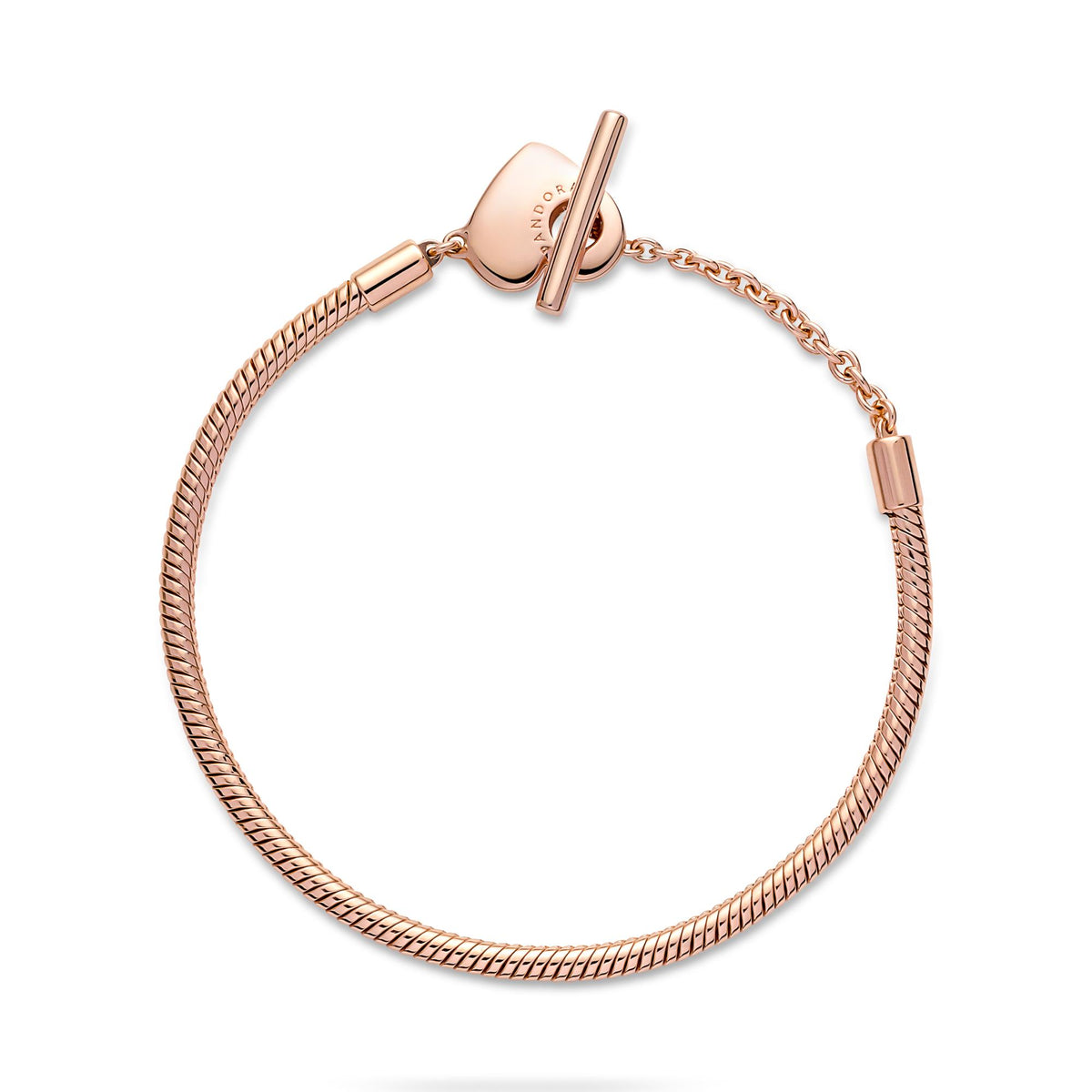 Pandora Moments Bracelet Maille Serpent Barre en T Cœur 589285C00