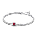 Pandora Timeless Bracelet Rivière Cœur Rouge Scintillant 590041C02