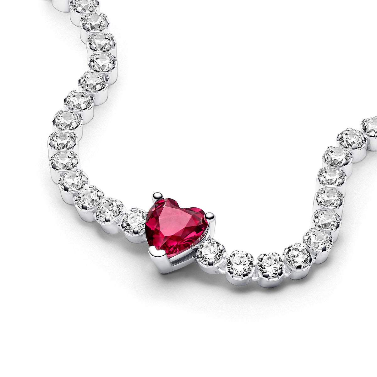 Pandora Timeless Bracelet Rivière Cœur Rouge Scintillant 590041C02