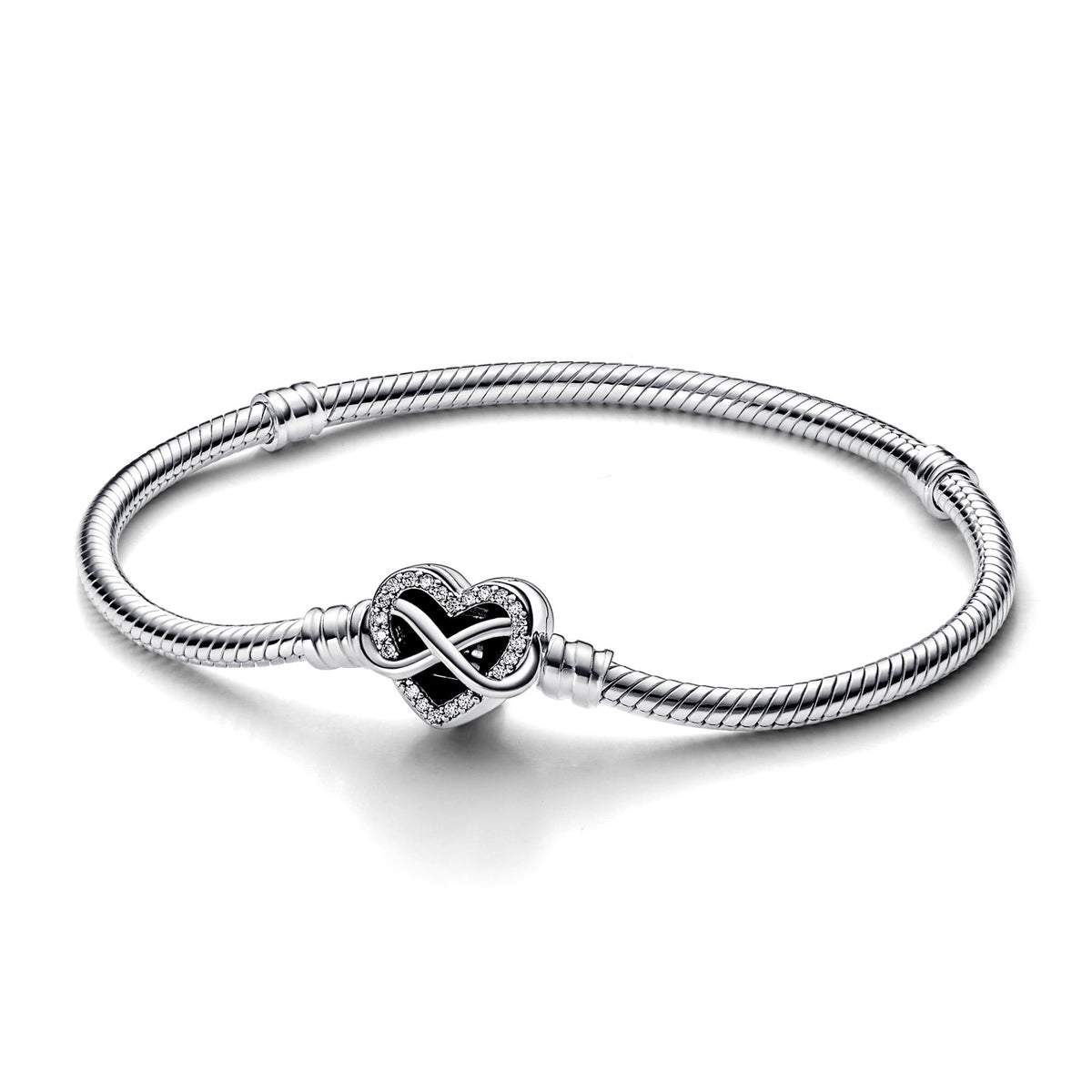 Pandora Moments Bracelet Maille Serpent Fermoir Cœur Infini Scintillant 592645C01