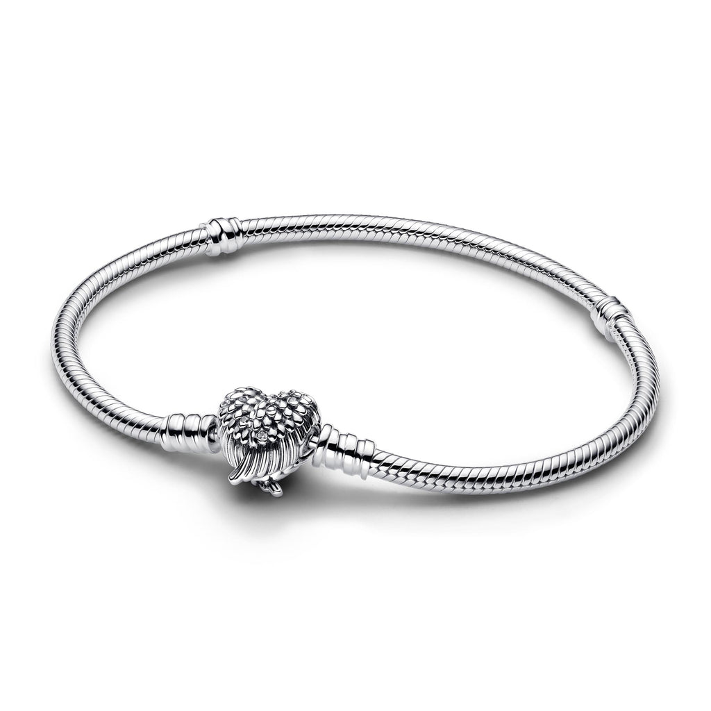 Pandora Moments Bracelet Maille Serpent Fermoir Ailes Cœur 593680C01