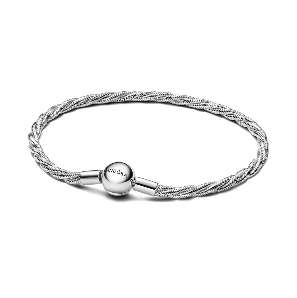 Pandora Moments Bracelet Maille Serpent Torsadée Fermoir Pandora Rond 593757C00