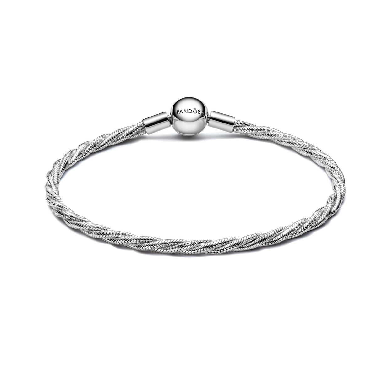Pandora Moments Bracelet Maille Serpent Torsadée Fermoir Pandora Rond 593757C00
