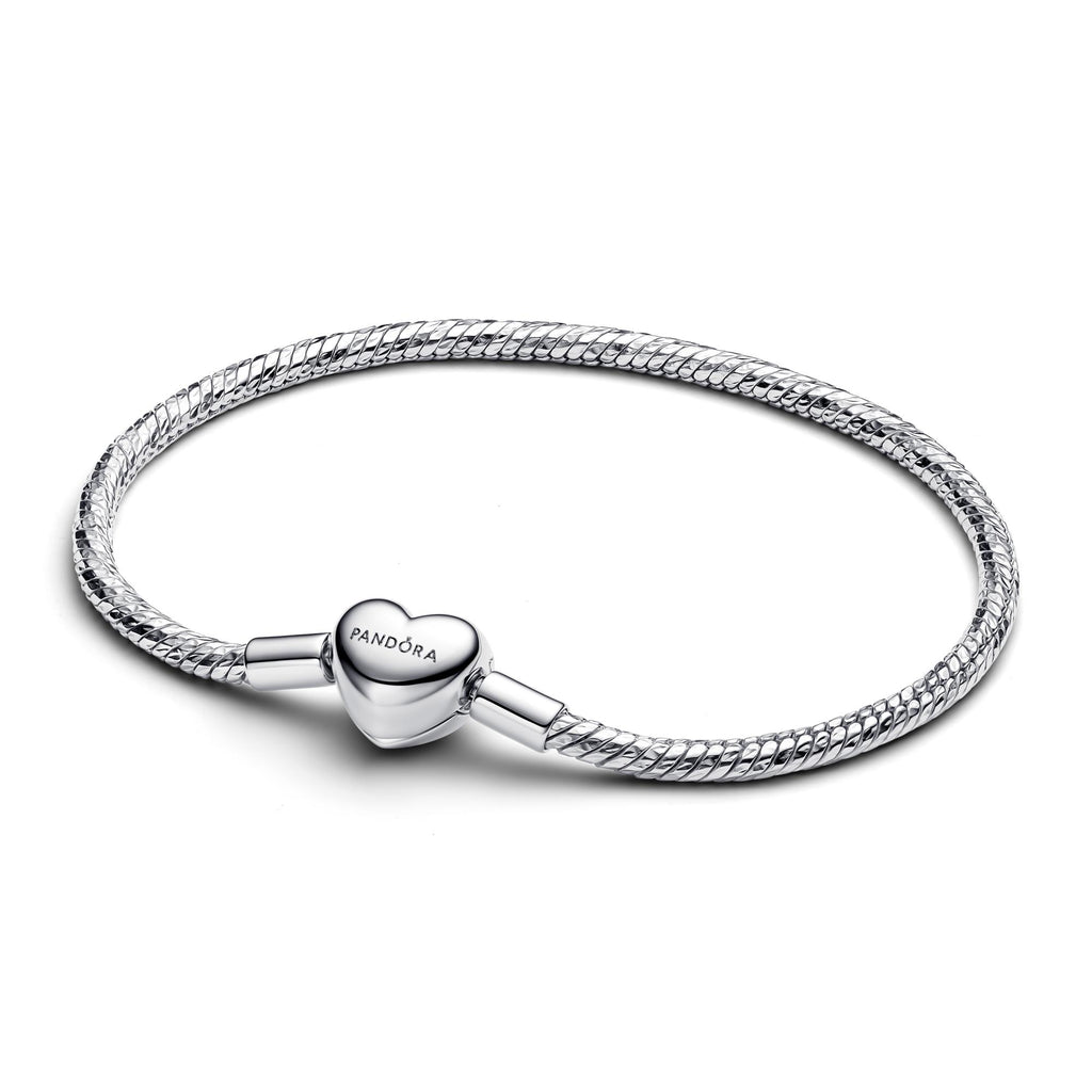 Pandora Moments Bracelet Maille Serpent Facetté Fermoir Cœur 594236C00