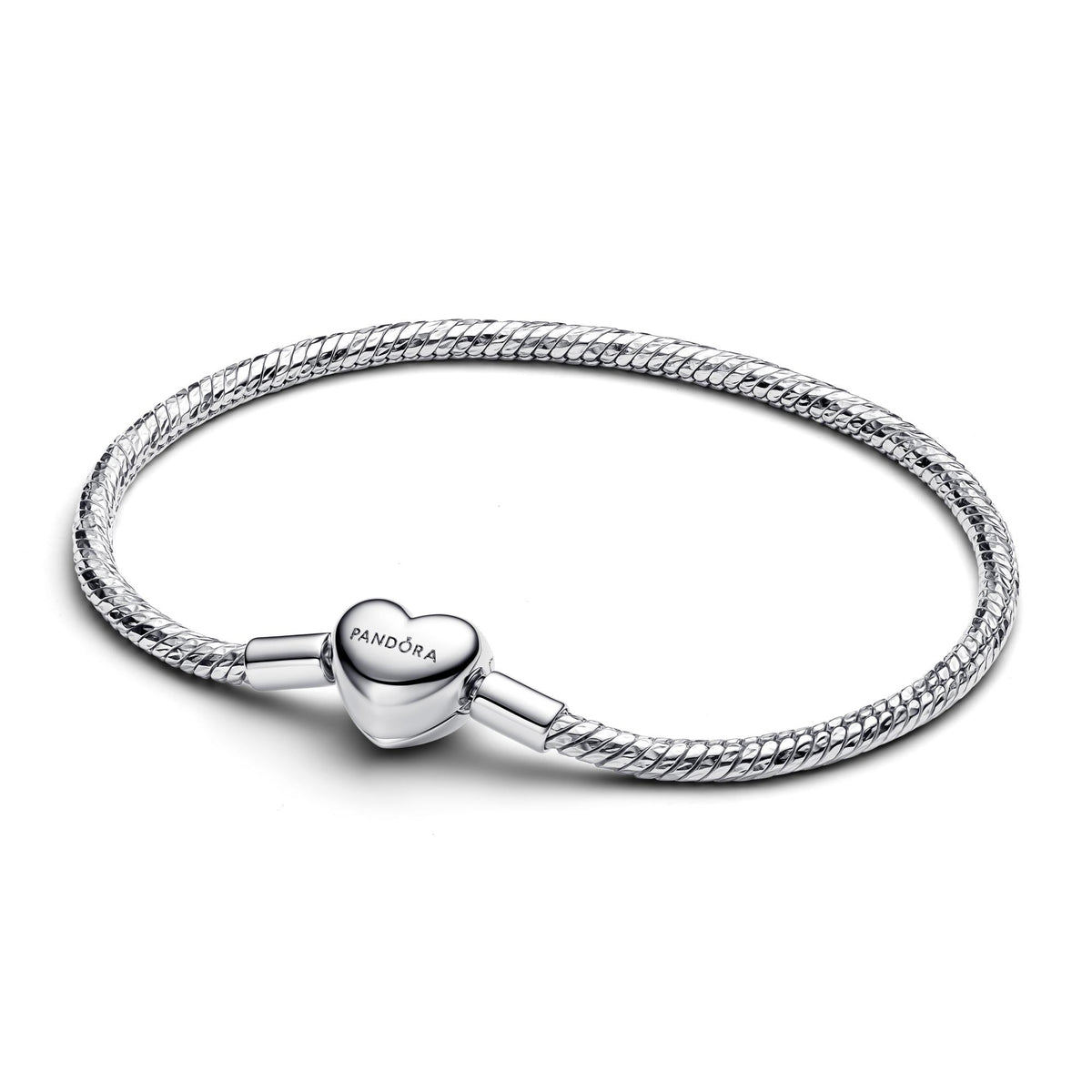 Pandora Moments Bracelet Maille Serpent Facetté Fermoir Cœur 594236C00