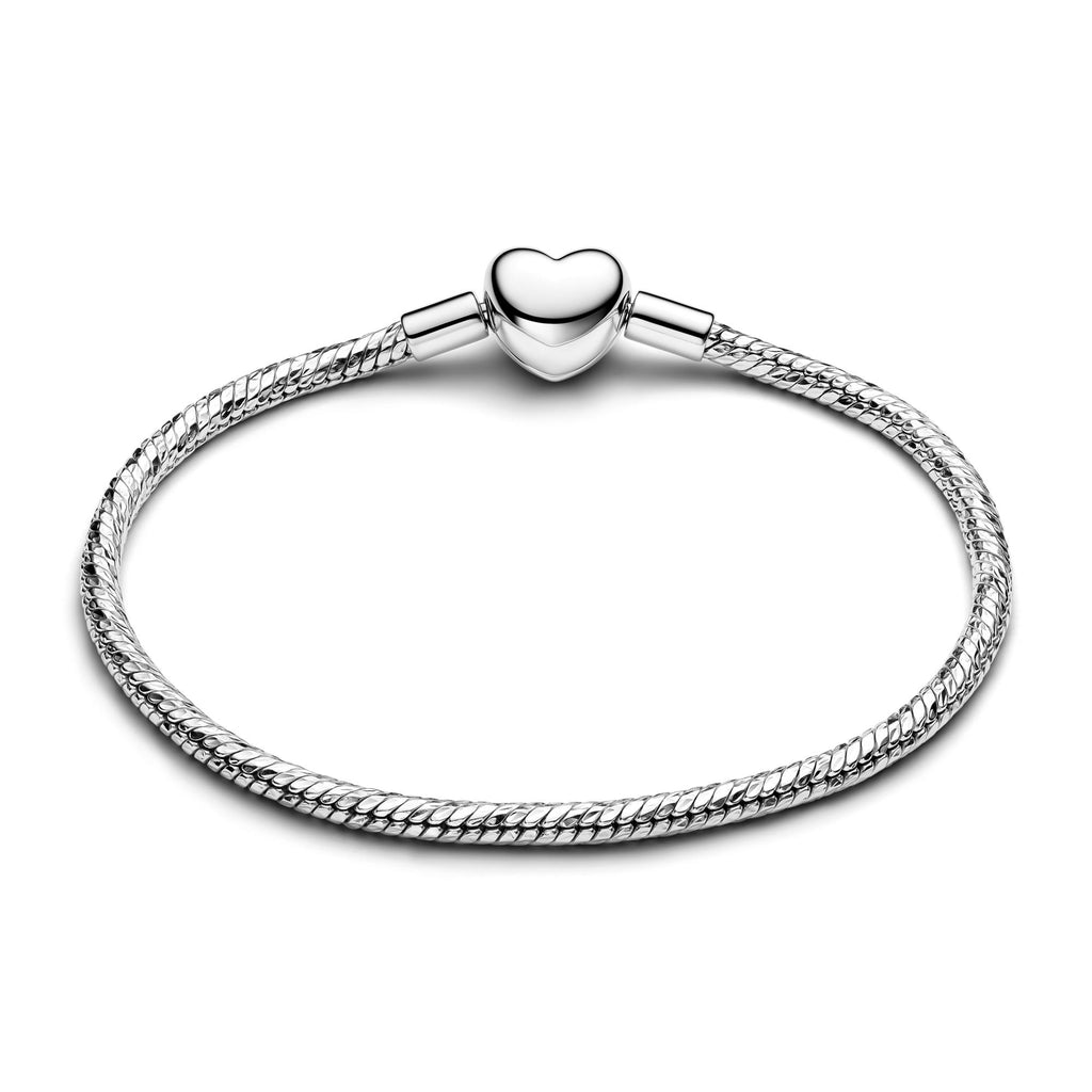 Pandora Moments Bracelet Maille Serpent Facetté Fermoir Cœur 594236C00