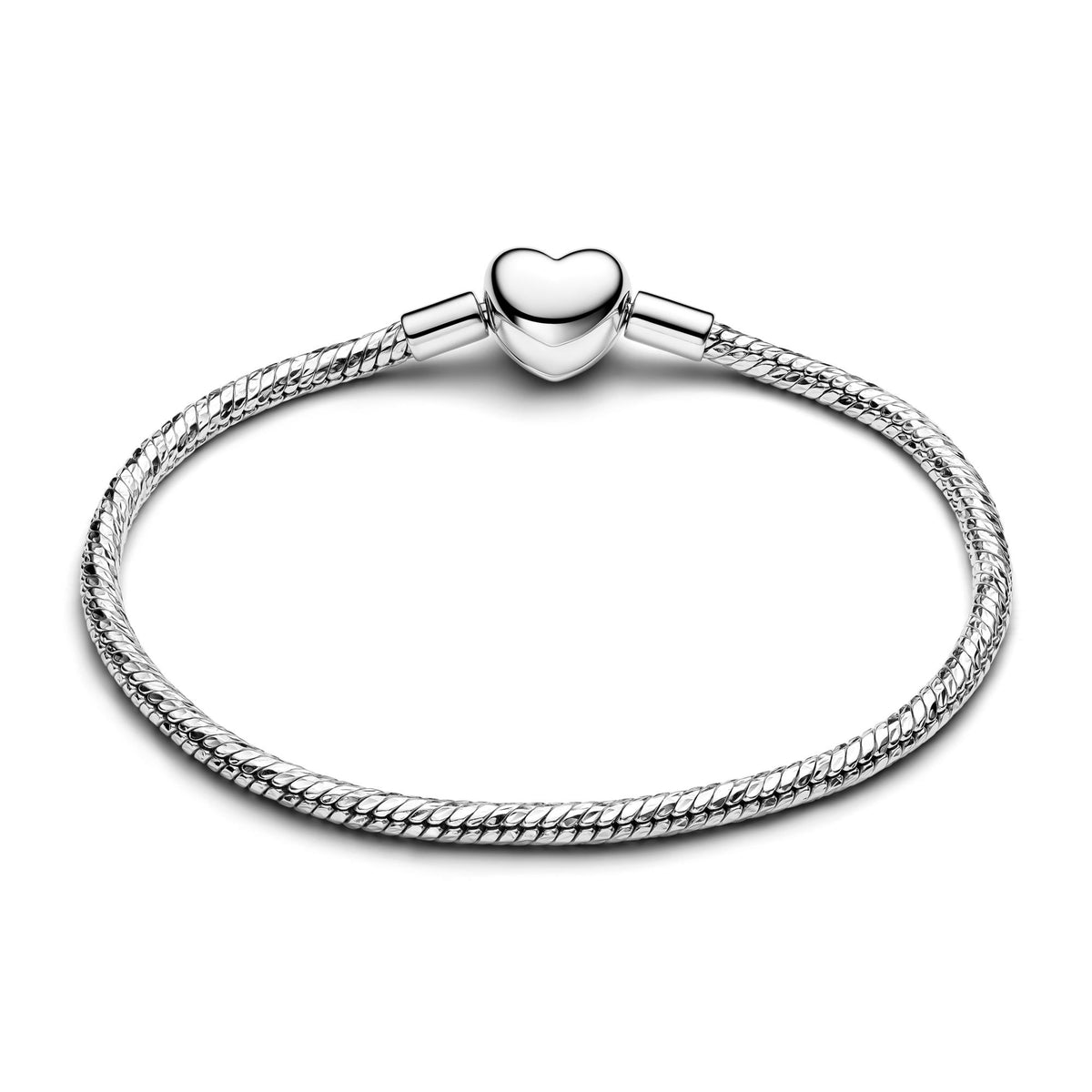 Pandora Moments Bracelet Maille Serpent Facetté Fermoir Cœur 594236C00