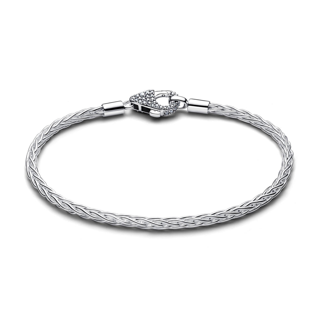 Pandora Moments Bracelet à Charms Maille Sétaire Fermoir Pavé 594462C01