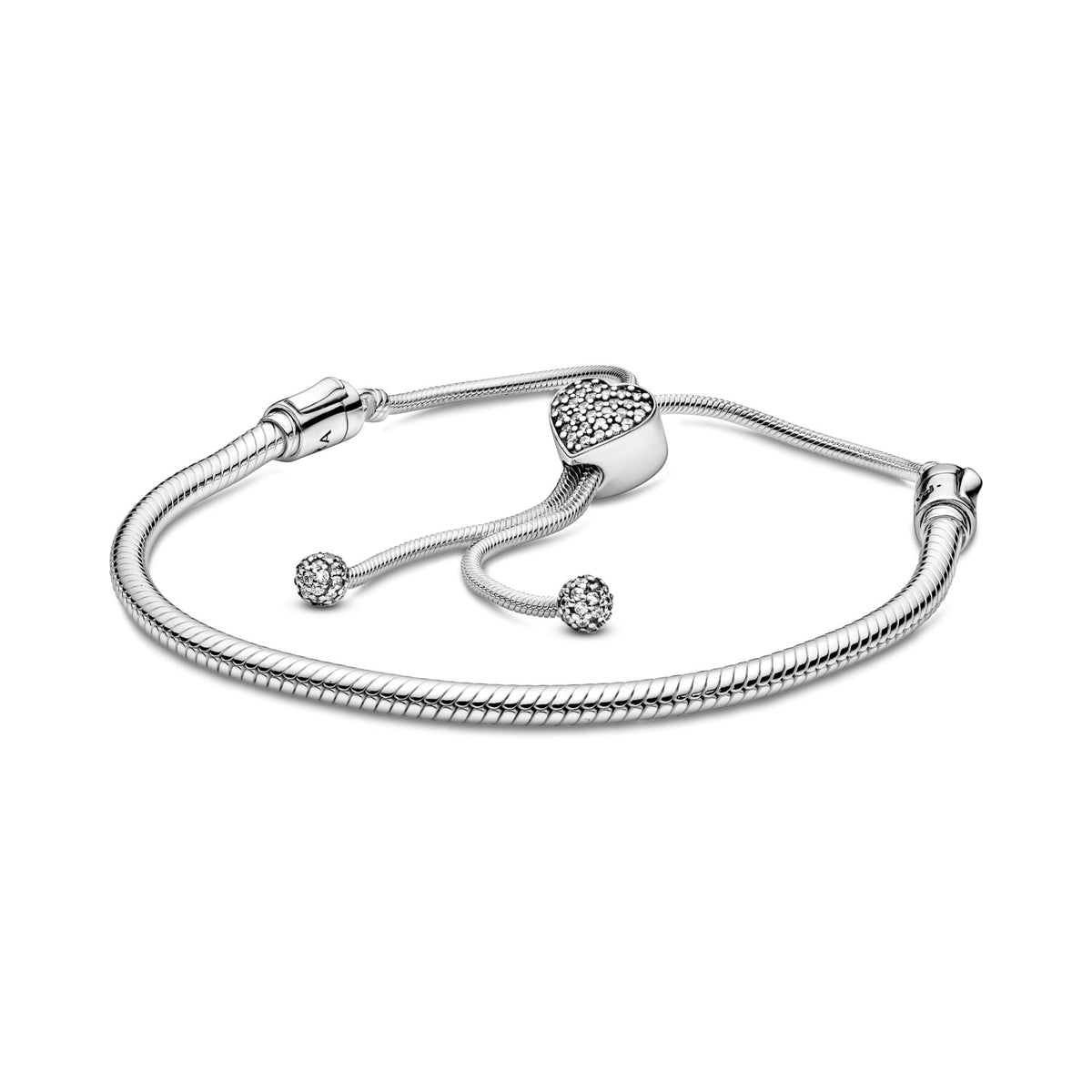 Pandora Moments Bracelet Maille Serpent Fermoir Cœur Pavé 598699C01-2
