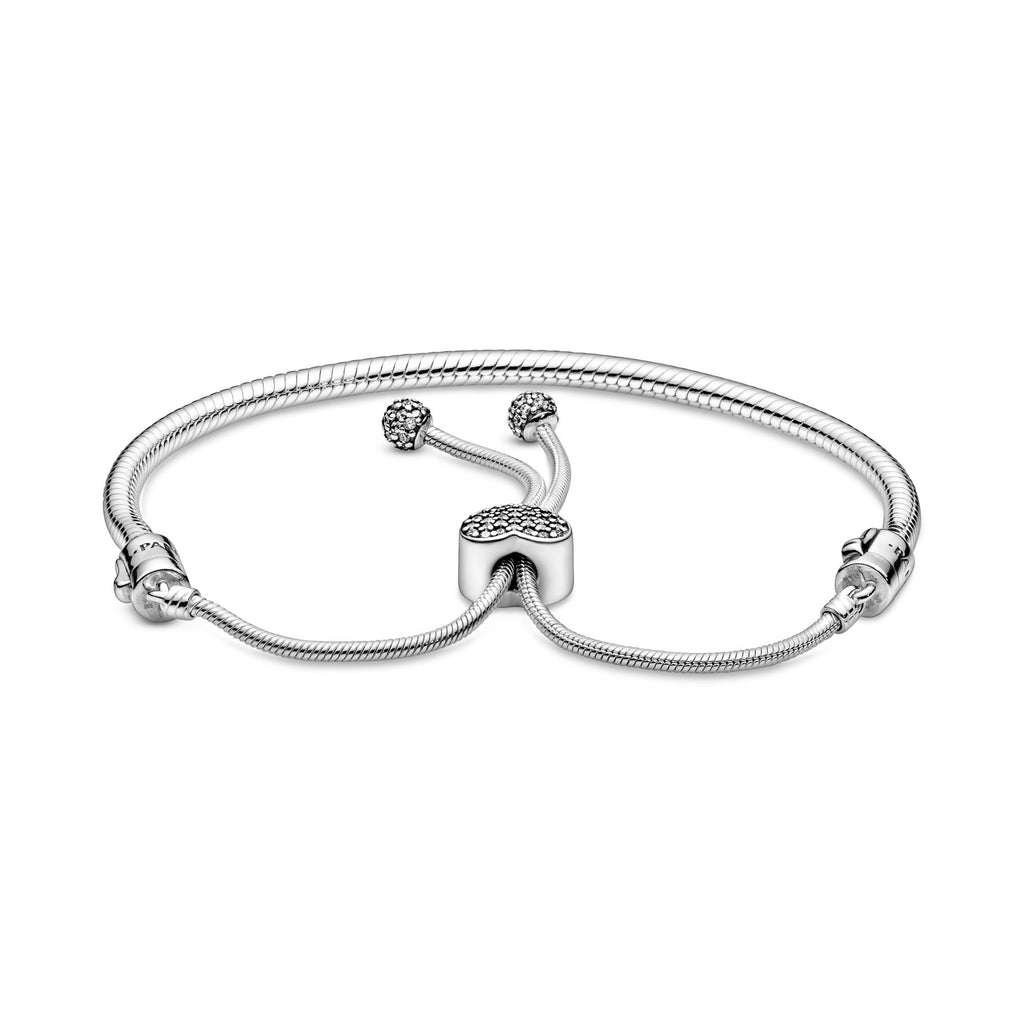 Pandora Moments Bracelet Maille Serpent Fermoir Cœur Pavé 598699C01-2