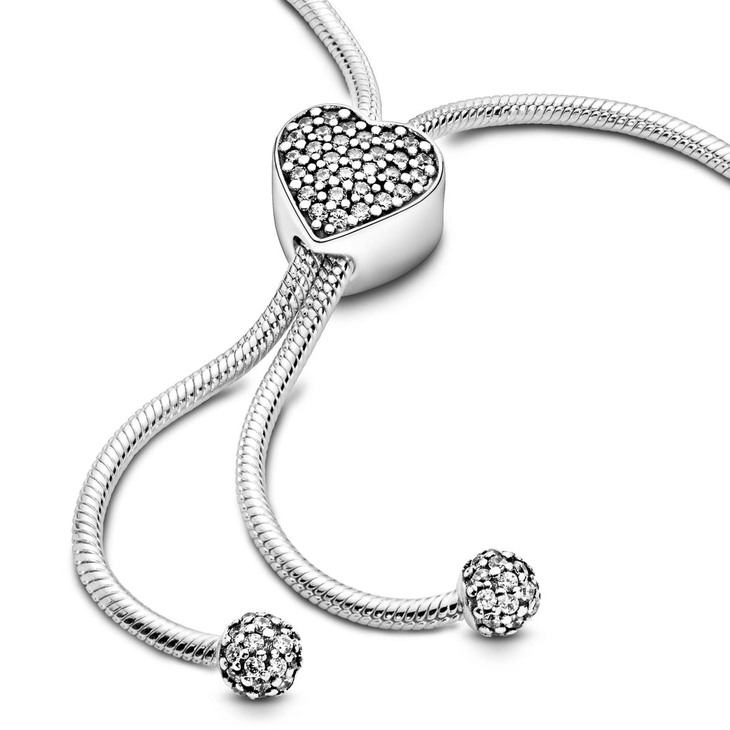 Pandora Moments Bracelet Maille Serpent Fermoir Cœur Pavé 598699C01-2