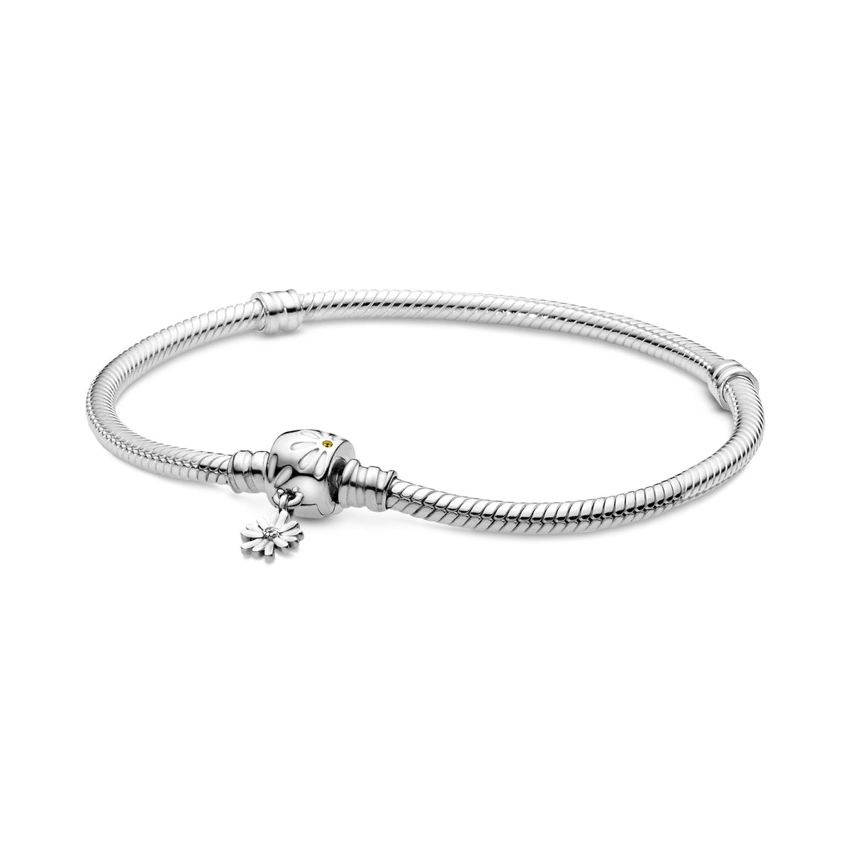 Pandora Moments Bracelet Maille Serpent Fermoir Marguerite 598776C01