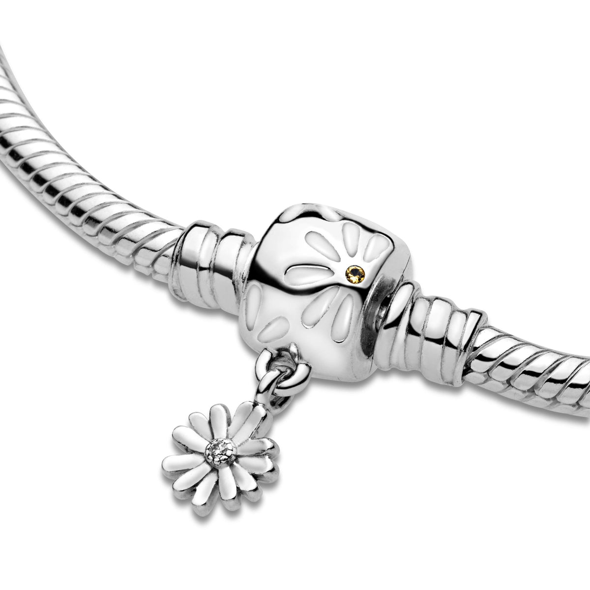 Pandora Moments Bracelet Maille Serpent Fermoir Marguerite 598776C01