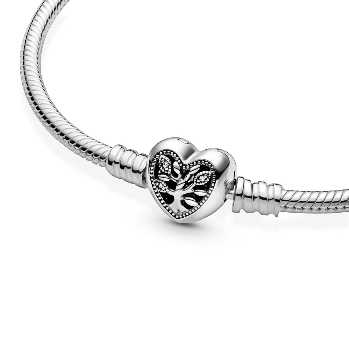 Pandora Moments Bracelet Maille Serpent Fermoir Cœur Arbre de Vie 598827C01