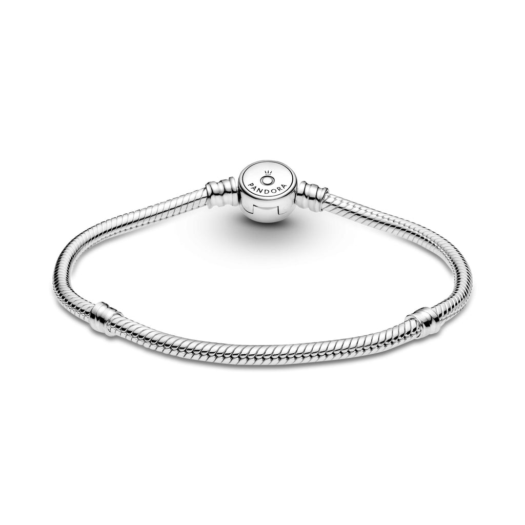 Pandora Moments Bracelet Maille Serpent Fermoir Disque Bleu Scintillant 599288C01