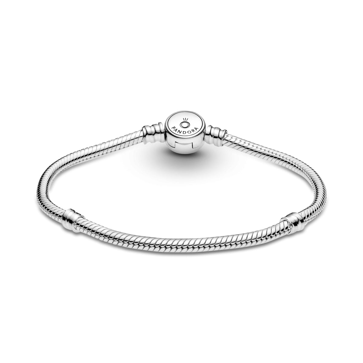Pandora Moments Bracelet Maille Serpent Fermoir Disque Bleu Scintillant 599288C01