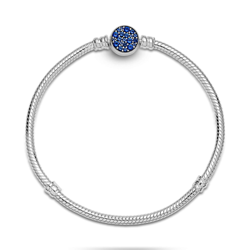 Pandora Moments Bracelet Maille Serpent Fermoir Disque Bleu Scintillant 599288C01