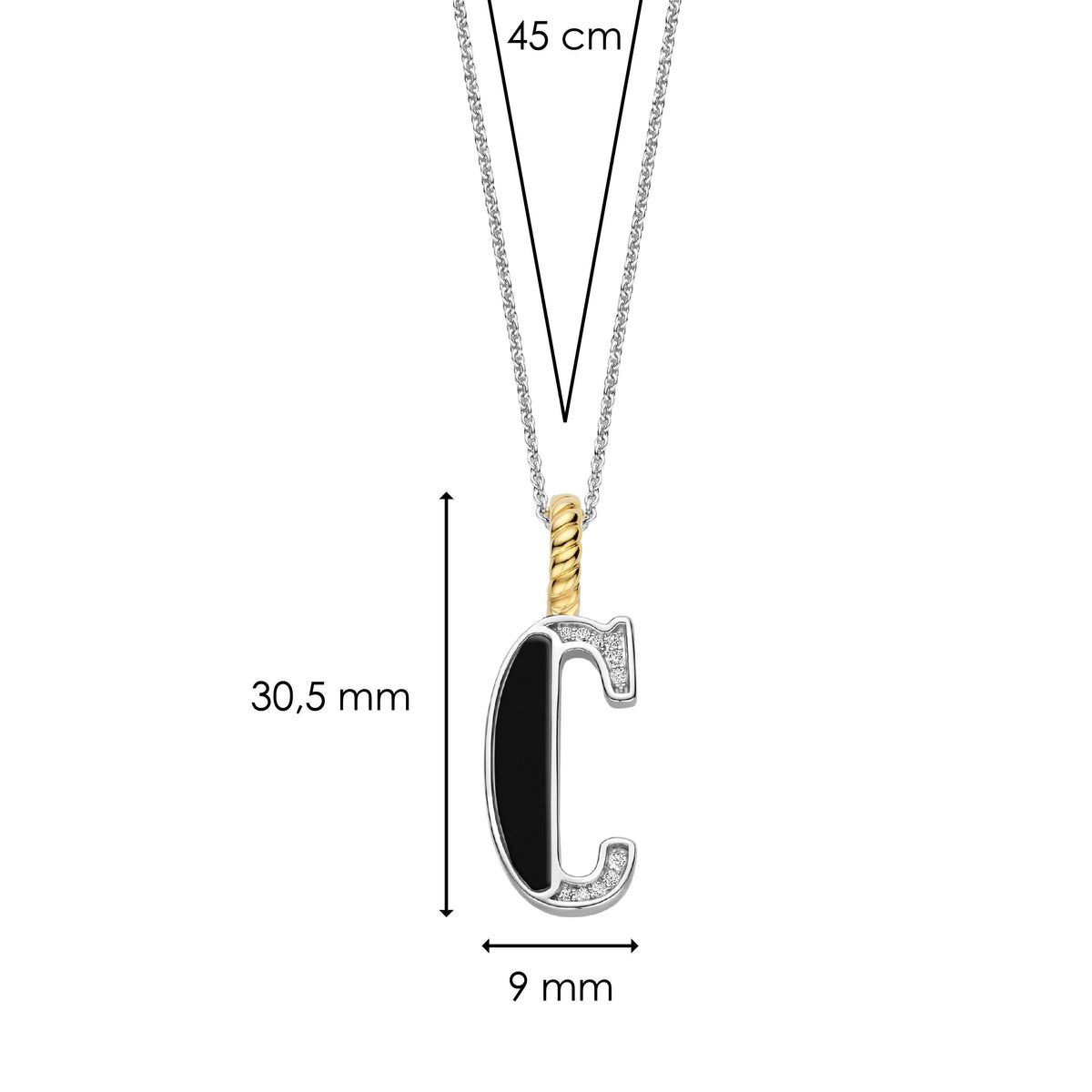 Ti Sento Milano Pendentif lettre C Lettres et chiffres 6840BL_C