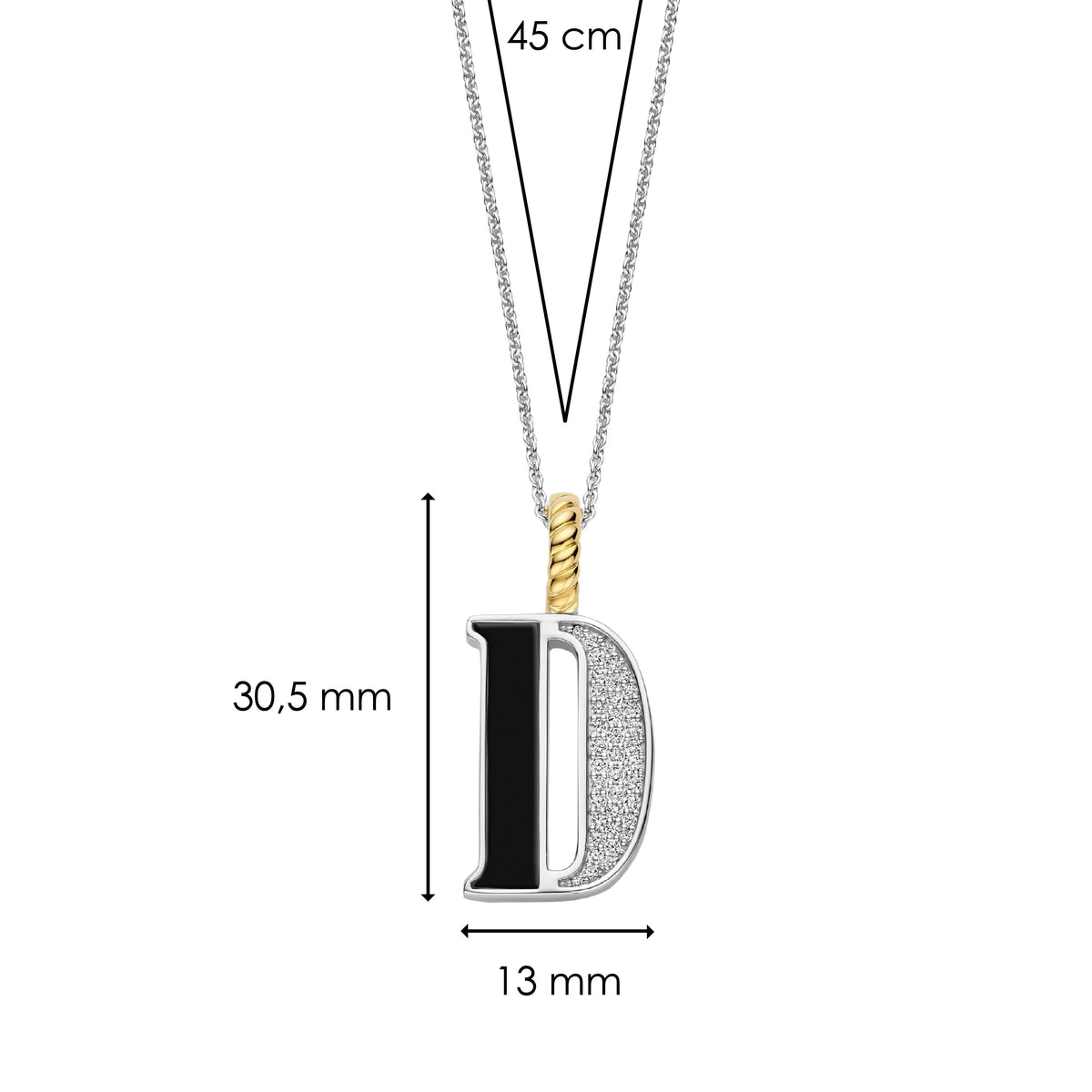 Ti Sento Milano Pendentif lettre D Lettres et chiffres 6840BL_D