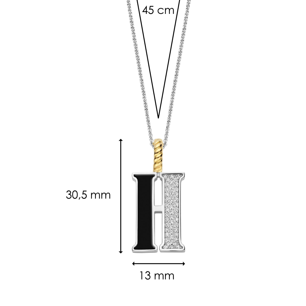 Ti Sento Milano Pendentif lettre H Lettres et chiffres 6840BL_H