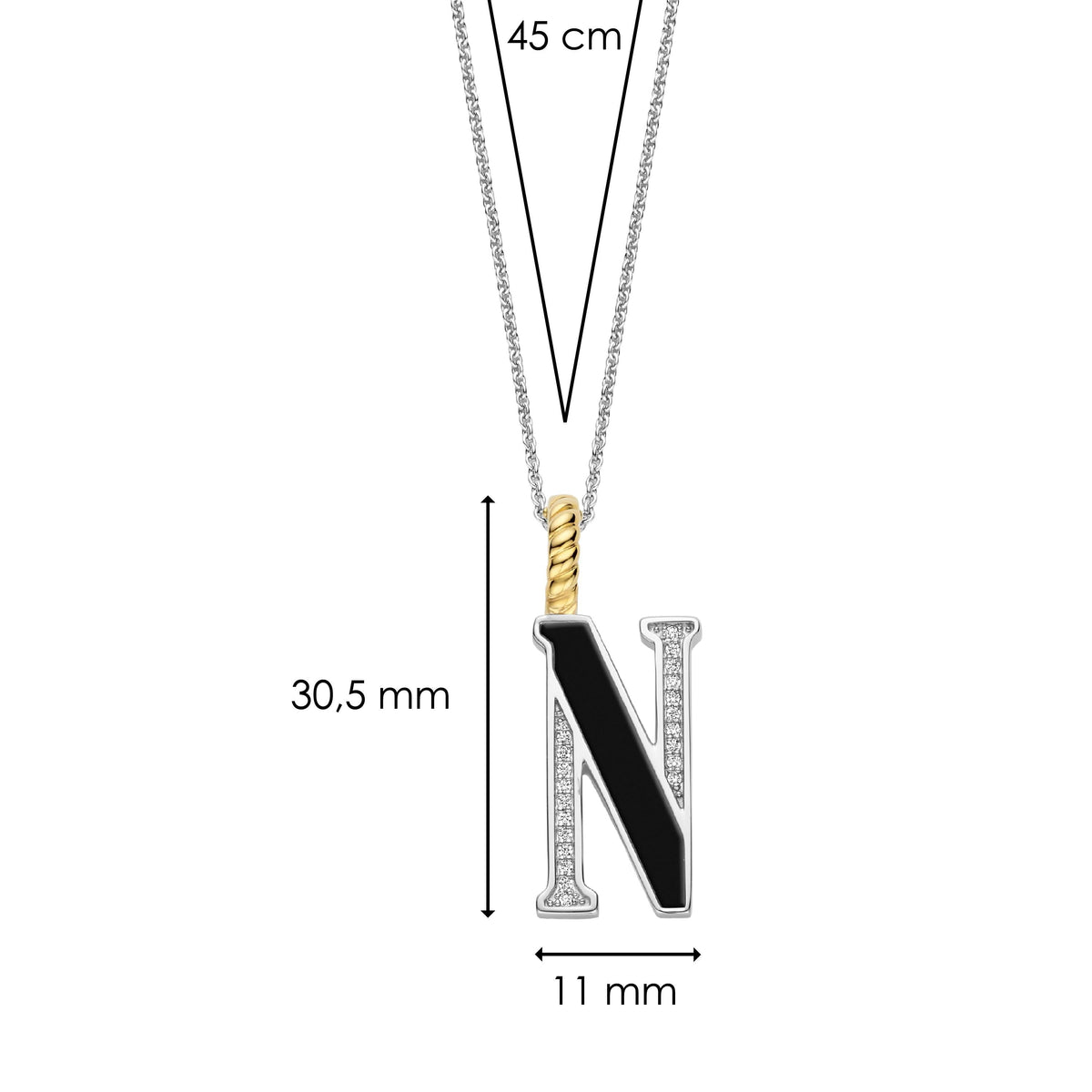 Ti Sento Milano Pendentif lettre N Lettres et chiffres 6840BL_N