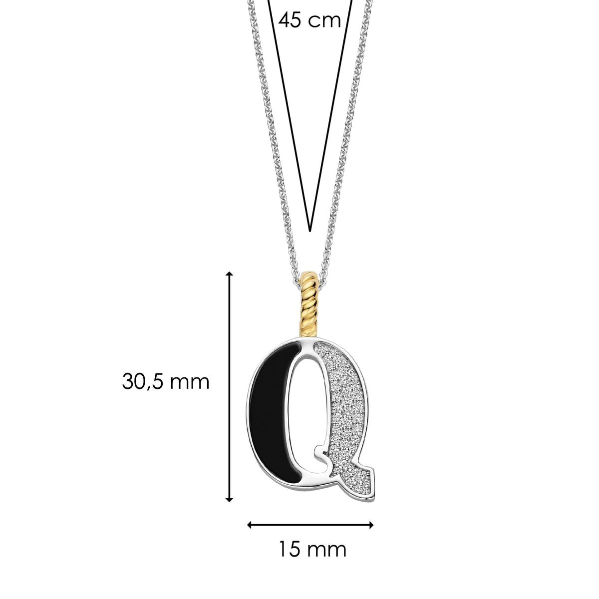 Ti Sento Milano Pendentif lettre Q Lettres et chiffres 6840BL_Q