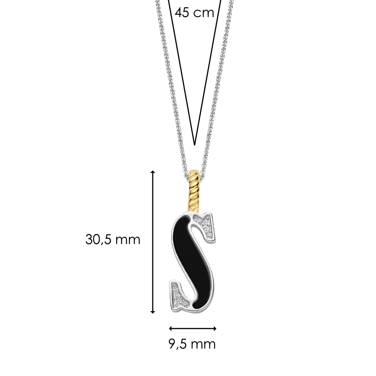 Ti Sento Milano Pendentif lettre S Lettres et chiffres 6840BL_S