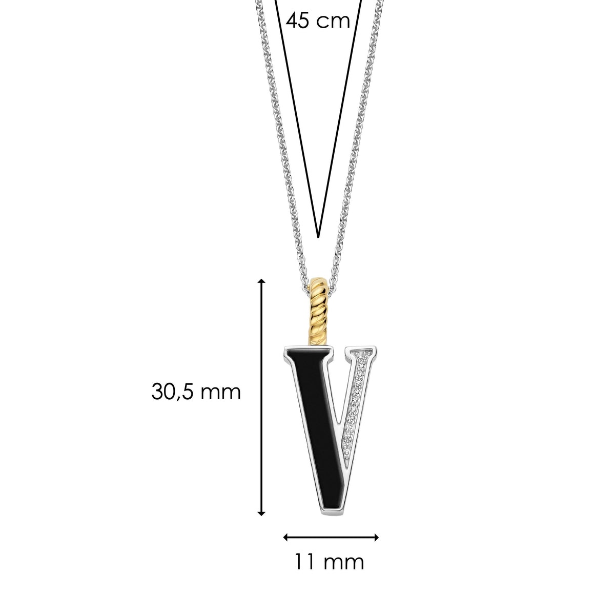 Ti Sento Milano Pendentif lettre V Lettres et chiffres 6840BL_V