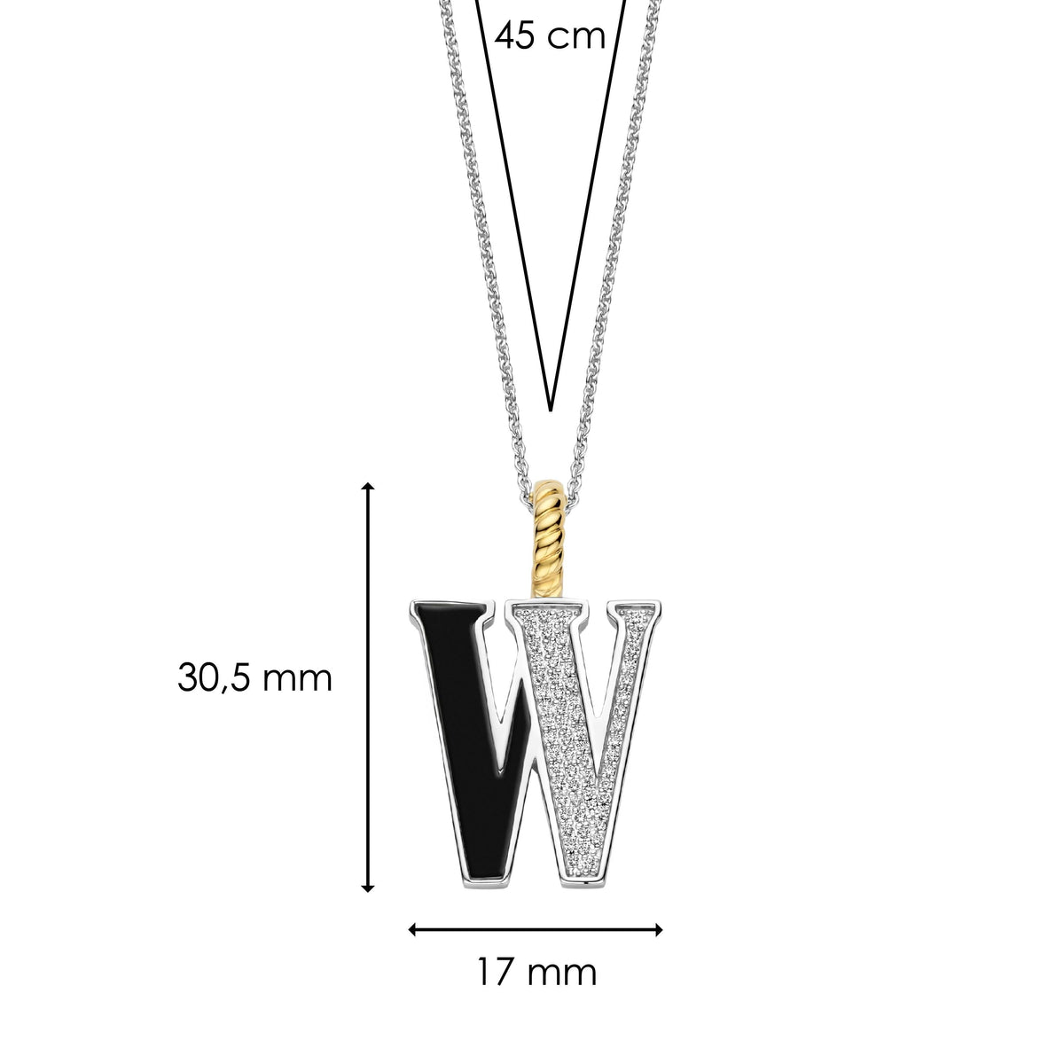 Ti Sento Milano Pendentif lettre W Lettres et chiffres 6840BL_W