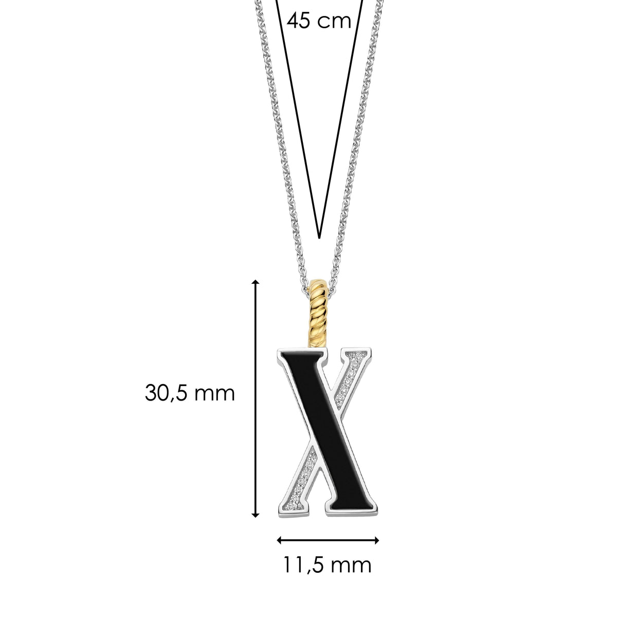 Ti Sento Milano Pendentif lettre X Lettres et chiffres 6840BL_X