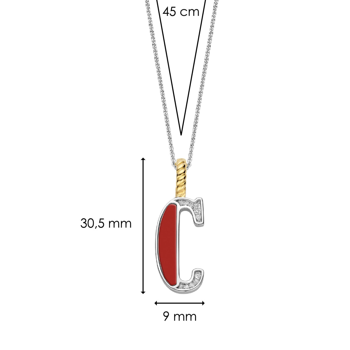 Ti Sento Milano Pendentif lettre C Lettres et chiffres 6840CR_C