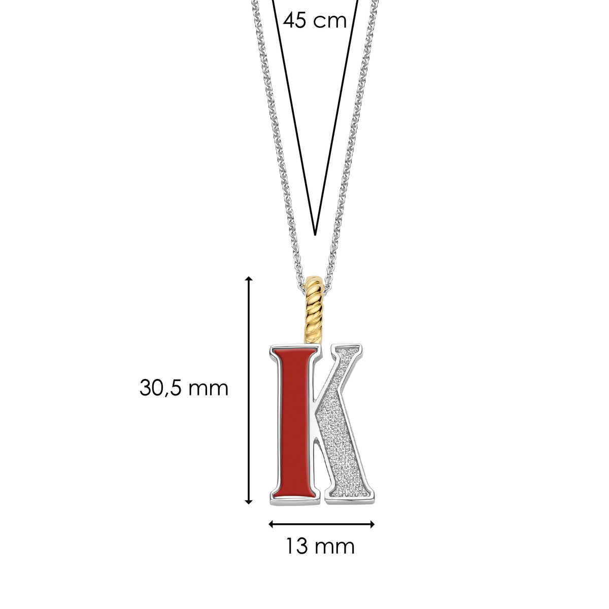 Ti Sento Milano Pendentif lettre K Lettres et chiffres 6840CR_K