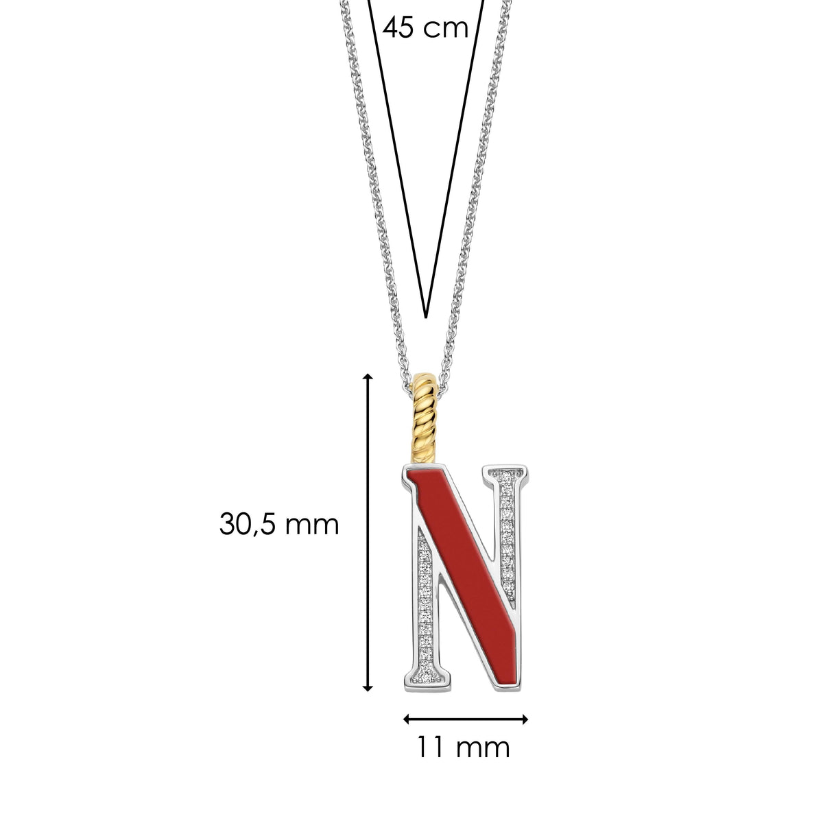 Ti Sento Milano Pendentif lettre N Lettres et chiffres 6840CR_N