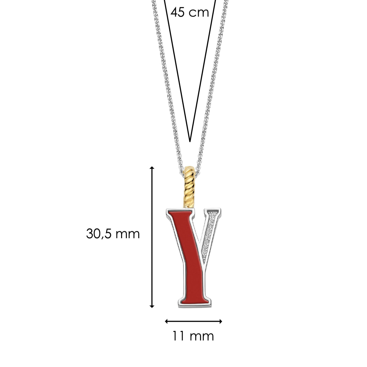 Ti Sento Milano Pendentif lettre Y Lettres et chiffres 6840CR_Y
