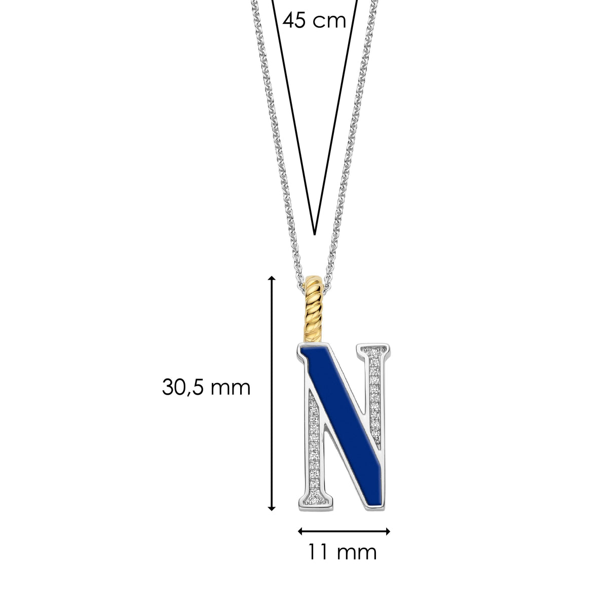 Ti Sento Milano Pendentif lettre N Lettres et chiffres 6840LB_N